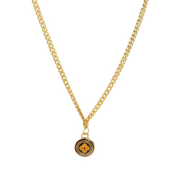 Louis Vuitton Repurposed Monogram Black Pendant Necklace in Cuban Link - Picture 1 of 1